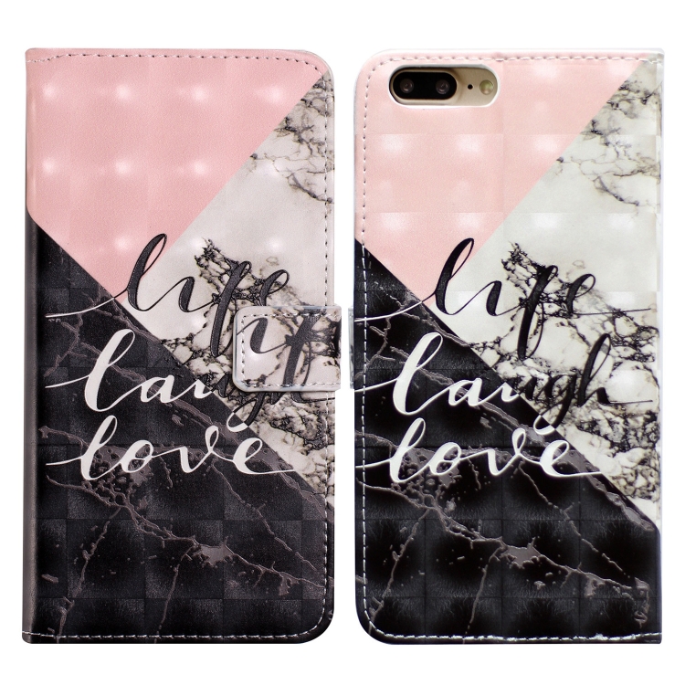 

For iPhone 7 Plus / 8 Plus Oil Embossed 3D Drawing Leather Phone Case(Stitching Marble)