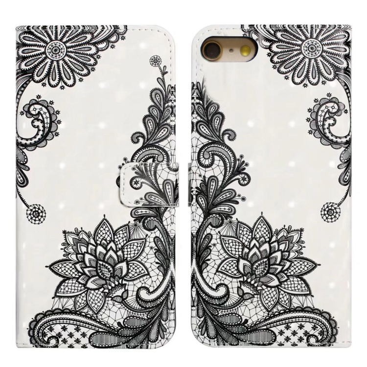 

For iPhone 7 Plus / 8 Plus Oil Embossed 3D Drawing Leather Phone Case(Lace Flower)