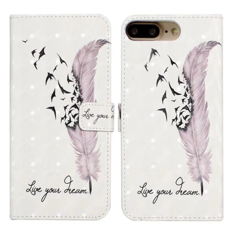 

For iPhone 7 Plus / 8 Plus Oil Embossed 3D Drawing Leather Phone Case(Feather)