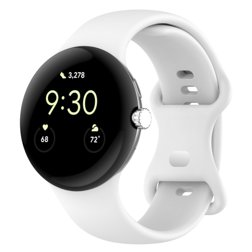 For Google Pixel Watch 2 Solid Color Silicone Watch Band, Size:S Size(White)