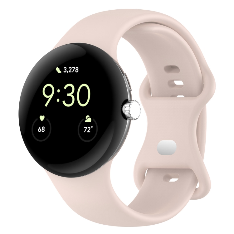 

For Google Pixel Watch 2 Solid Color Silicone Watch Band, Size:S Size(Pink)
