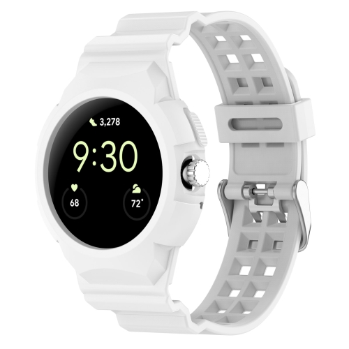 

For Google Pixel Watch 2 Integrated Fully Enclosed Silicone Watch Band(White)