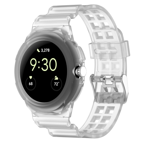 

For Google Pixel Watch 2 Integrated Fully Enclosed Silicone Watch Band(Transparent)