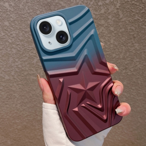 

For iPhone 15 Plus Gradient Star TPU Phone Case(Blue Red)