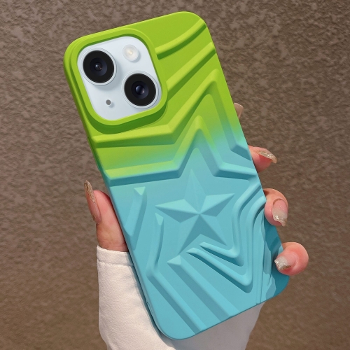 

For iPhone 14 Gradient Star TPU Phone Case(Green Blue)