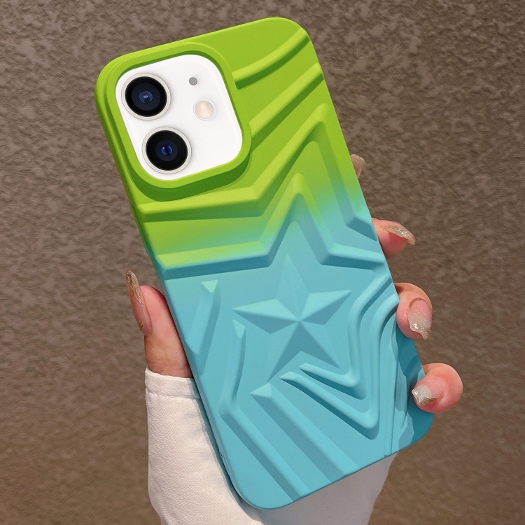 

For iPhone 12 Gradient Star TPU Phone Case(Green Blue)