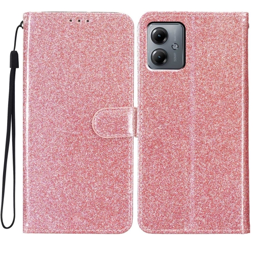 

For Motorola Moto G14 Glitter Powder Flip Leather Phone Case(Rose Gold)