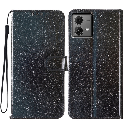 

For Motorola Moto G84 5G Glitter Powder Flip Leather Phone Case(Black)
