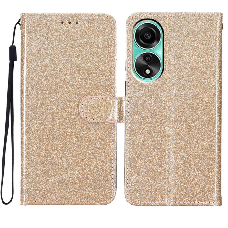 

For OPPO A38 4G Glitter Powder Flip Leather Phone Case(Gold)