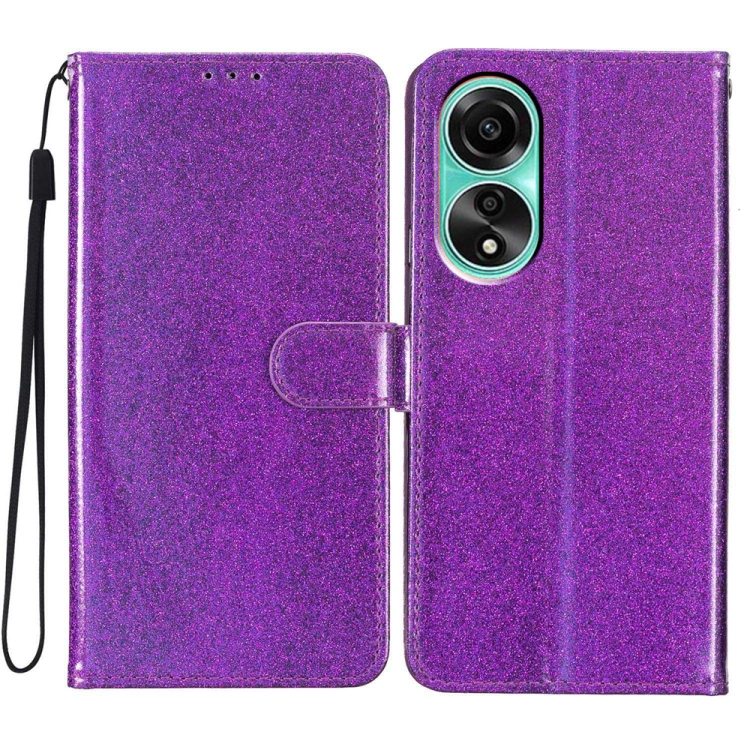 

For OPPO A38 4G Glitter Powder Flip Leather Phone Case(Purple)