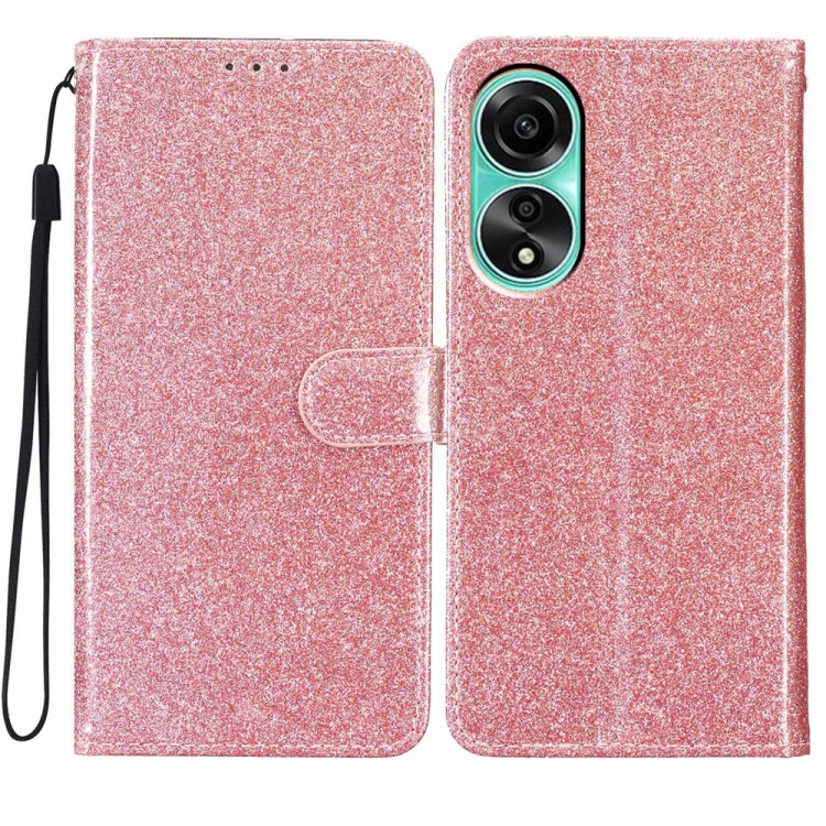 

For OPPO A78 4G Glitter Powder Flip Leather Phone Case(Rose Gold)