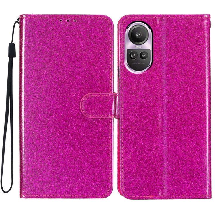 

For OPPO Reno10 / Reno10 Pro Global Glitter Powder Flip Leather Phone Case(Rose Red)