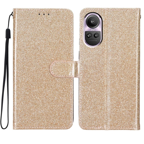 

For OPPO Reno10 / Reno10 Pro Global Glitter Powder Flip Leather Phone Case(Gold)