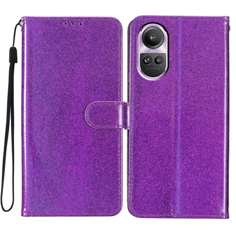

For OPPO Reno10 / Reno10 Pro Global Glitter Powder Flip Leather Phone Case(Purple)