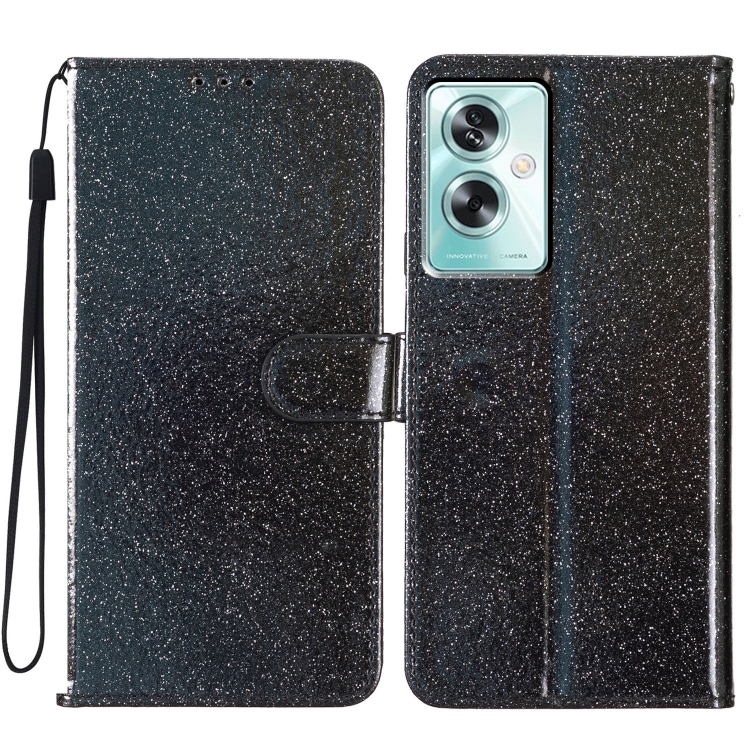 

For OPPO A79 5G / A2 5G Glitter Powder Flip Leather Phone Case(Black)