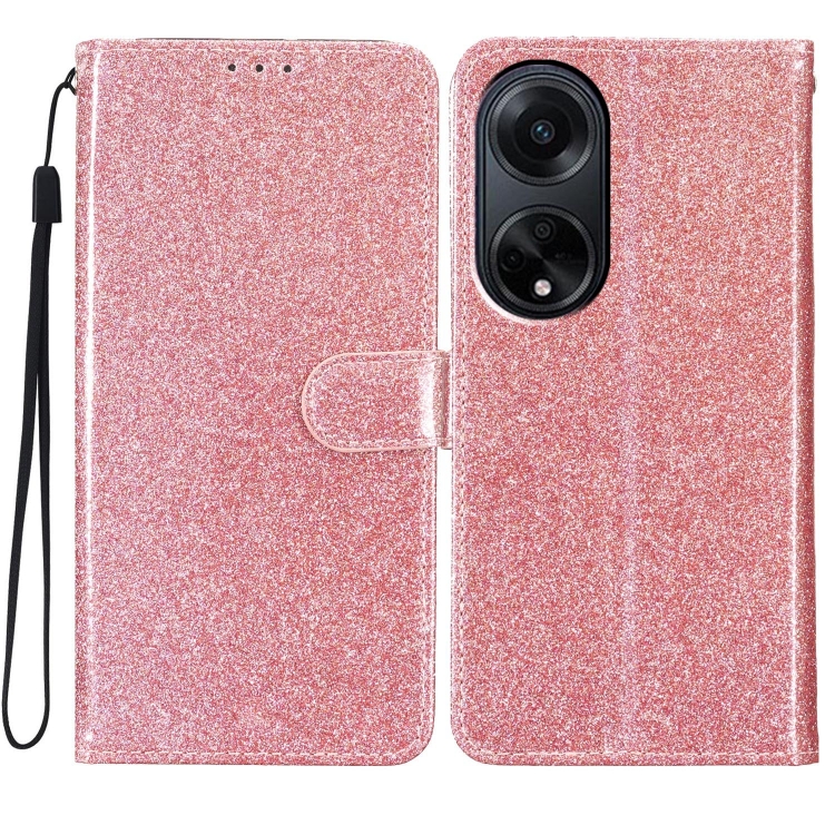 

For OPPO A98 Glitter Powder Flip Leather Phone Case(Rose Gold)