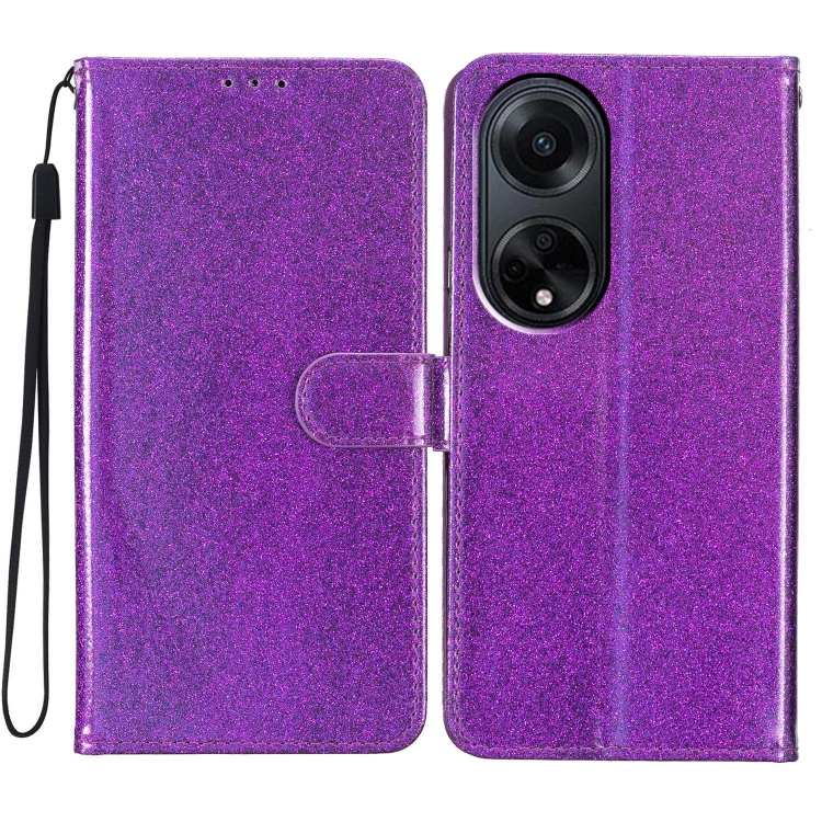 

For OPPO A98 Glitter Powder Flip Leather Phone Case(Purple)