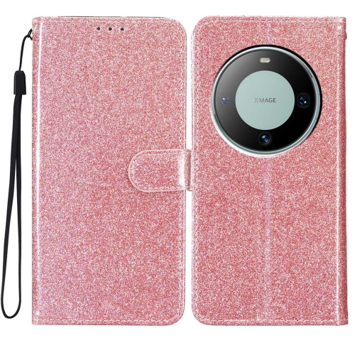 

For Huawei Mate 60 Glitter Powder Flip Leather Phone Case(Rose Gold)