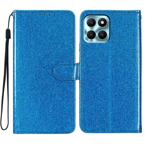

For Honor X6a Glitter Powder Flip Leather Phone Case(Blue)