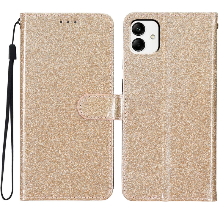 

For Samsung Galaxy A05 Glitter Powder Flip Leather Phone Case(Gold)