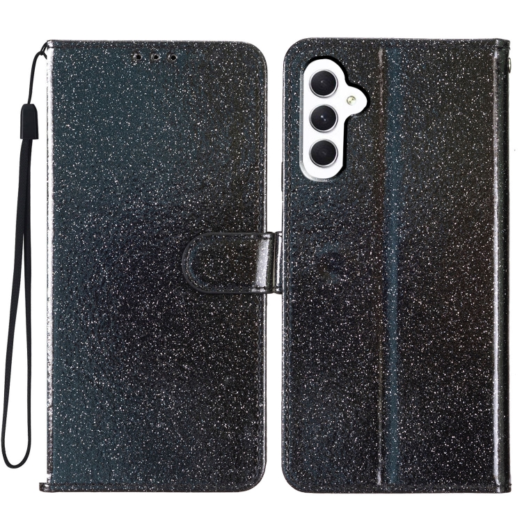 

For Samsung Galaxy A55 Glitter Powder Flip Leather Phone Case(Black)