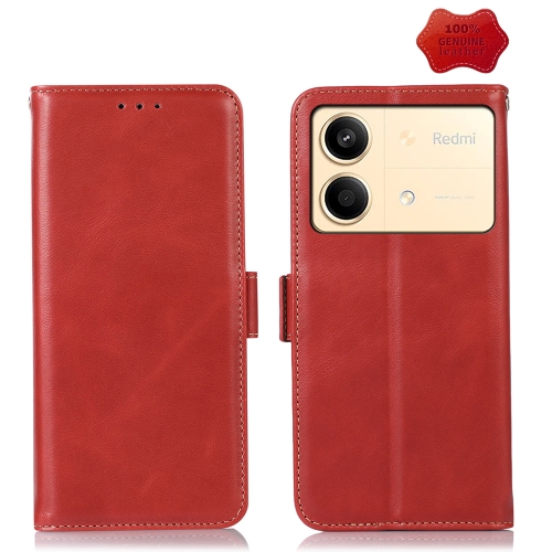 

For Xiaomi Redmi Note 13R Pro Magnetic Crazy Horse Texture Genuine Leather RFID Phone Case(Red)