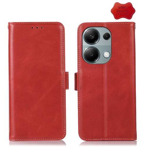 

For Xiaomi Redmi Note 13 Pro 4G/Poco M6 Pro Magnetic Crazy Horse Texture Genuine Leather RFID Phone Case(Red)