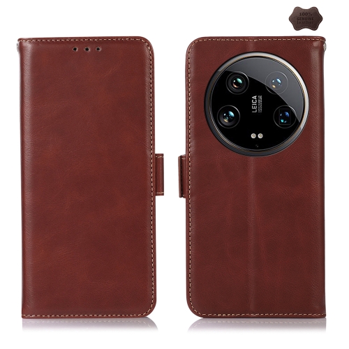 

For Xiaomi 14 Ultra Magnetic Crazy Horse Texture Genuine Leather RFID Phone Case(Brown)