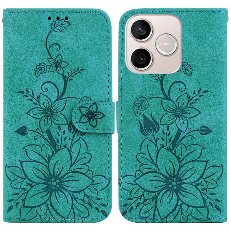

For Honor 600 Lite Global Lily Embossed Leather Phone Case(Green)