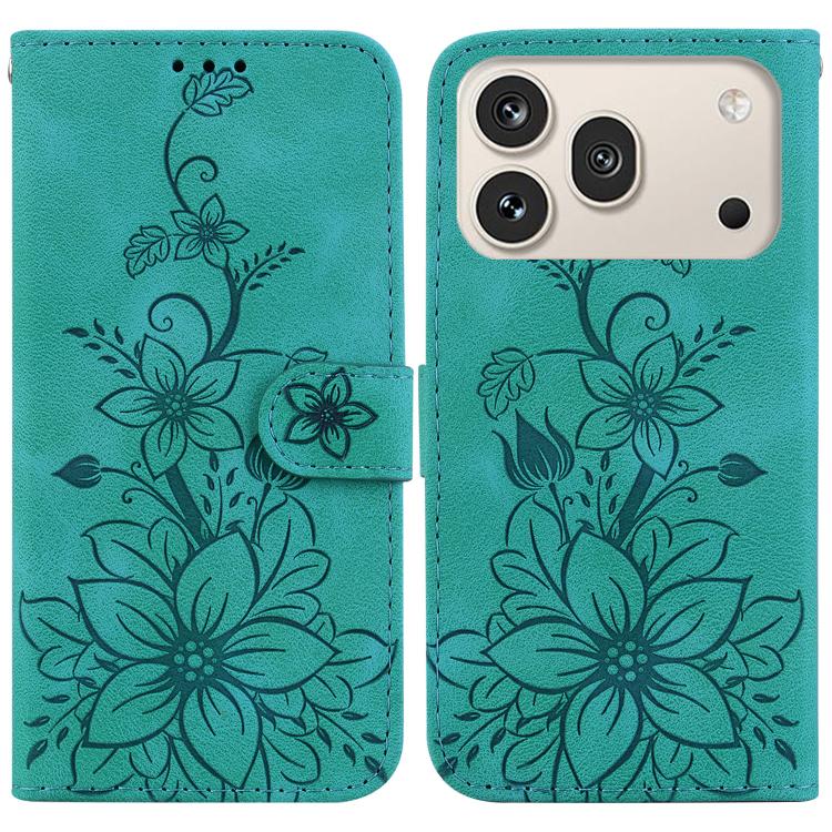 For Honor 600 Global / 600 Pro Global Lily Embossed Leather Phone Case(Green)