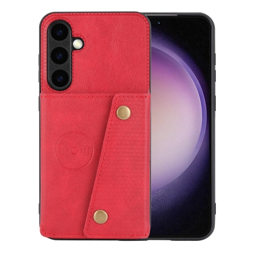 

For Samsung Galaxy S24+ 5G Double Buckle Card Slots Magnetic Phone Case(Red)