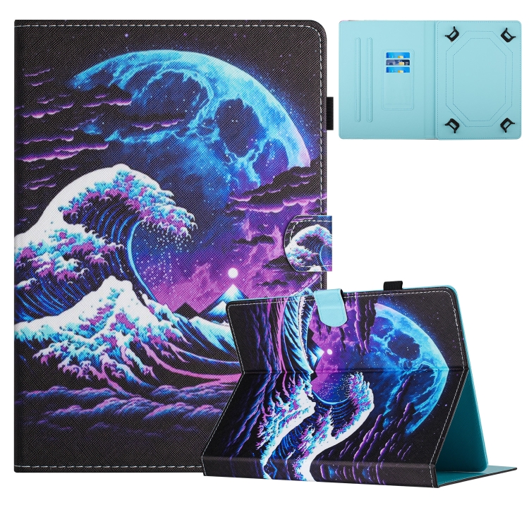 

For 7 inch Universal Colored Drawing Stitching Leather Tablet Case(Sea Wave)
