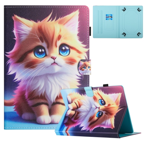 

For 8 inch Universal Colored Drawing Stitching Leather Tablet Case(Yellow Cat)