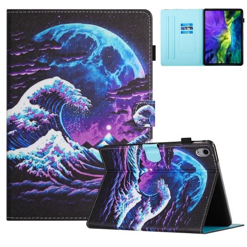 

For iPad 10th Gen 10.9 2022 Colored Drawing Stitching Leather Tablet Smart Case(Sea Wave)