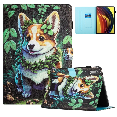 

For Lenovo Tab P11 Gen 2 Colored Drawing Stitching Leather Tablet Smart Case(Corgi)