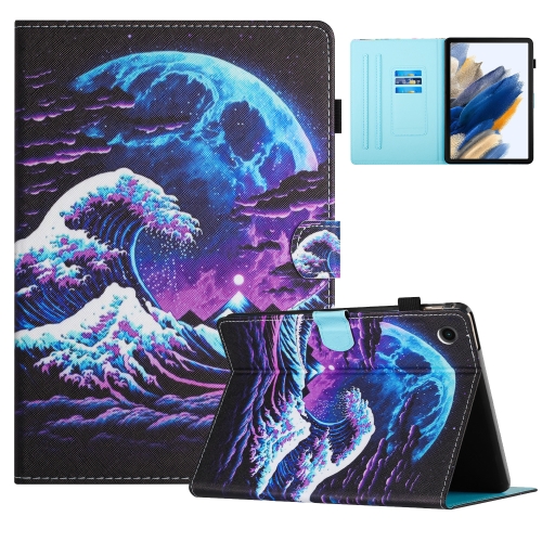 

For Samsung Galaxy Tab A8 10.5 2021 Colored Drawing Stitching Leather Tablet Smart Case(Sea Wave)