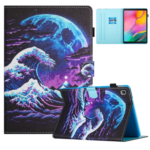 

For Samsung Galaxy Tab A7 10.4 2020 Colored Drawing Stitching Leather Tablet Smart Case(Sea Wave)