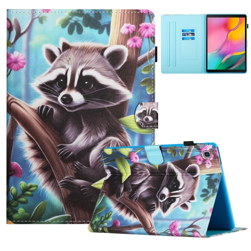 

For Samsung Galaxy Tab S5e Colored Drawing Stitching Leather Tablet Smart Case(Raccoon)