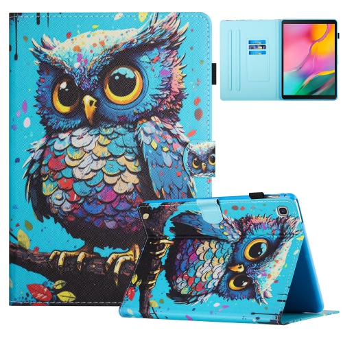 

For Samsung Galaxy Tab S5e Colored Drawing Stitching Leather Tablet Smart Case(Owl)