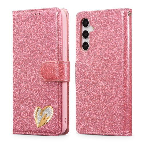 

For Samsung Galaxy A34 5G Glitter Powder Love Leather Phone Case(Rose Red)