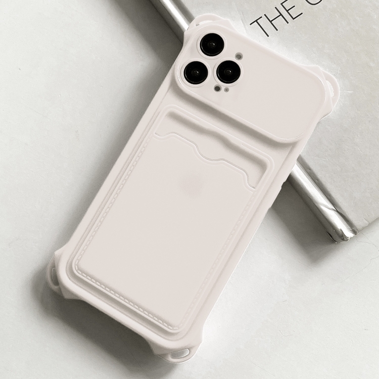 

For iPhone 15 Pro Max Shockproof Card Slot Frosted TPU Phone Case(White)