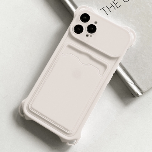 

For iPhone 15 Pro Shockproof Card Slot Frosted TPU Phone Case(White)