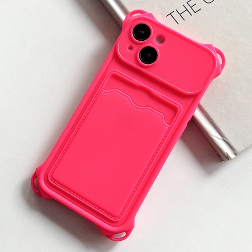 

For iPhone 14 Shockproof Card Slot Frosted TPU Phone Case(Rose Red)