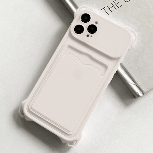 

For iPhone 14 Pro Max Shockproof Card Slot Frosted TPU Phone Case(White)