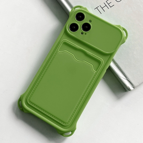 

For iPhone 13 Pro Shockproof Card Slot Frosted TPU Phone Case(Green)