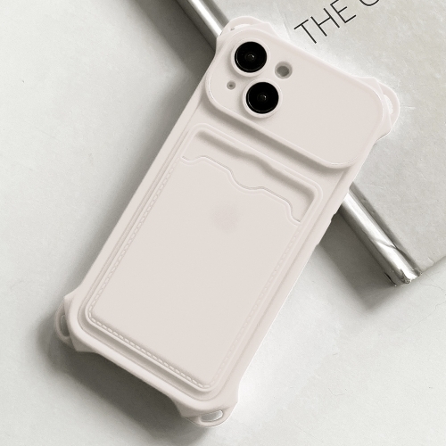 

For iPhone 13 Shockproof Card Slot Frosted TPU Phone Case(White)
