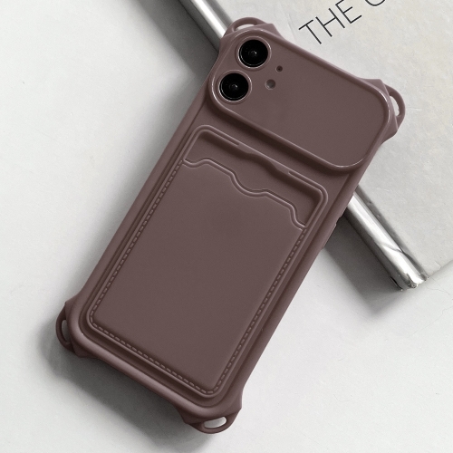

For iPhone 11 Shockproof Card Slot Frosted TPU Phone Case(Brown)