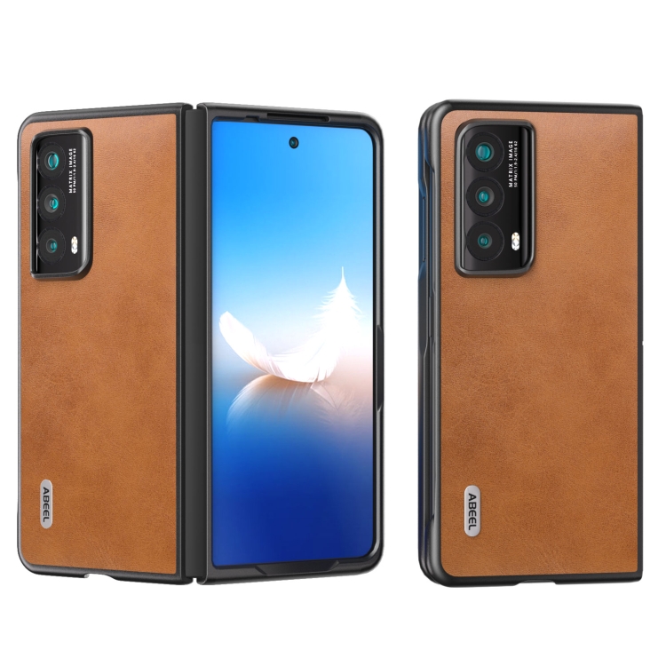 

For Honor Magic Vs2 ABEEL Two-color Calf Texture PU Phone Case(Brown)