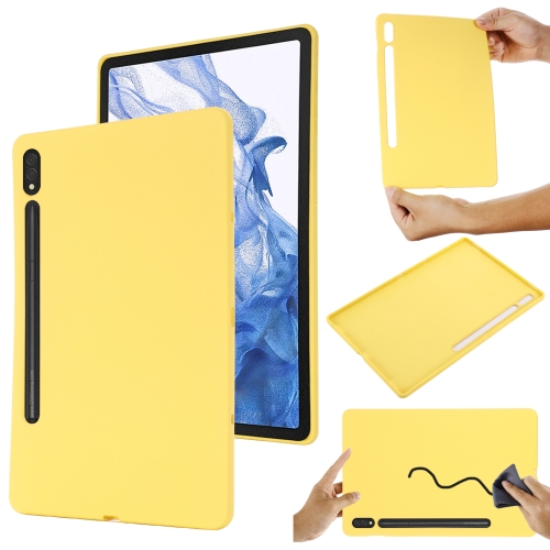 

For Samsung Galaxy Tab S9 Ultra Pure Color Liquid Silicone Shockproof Tablet Case(Yellow)