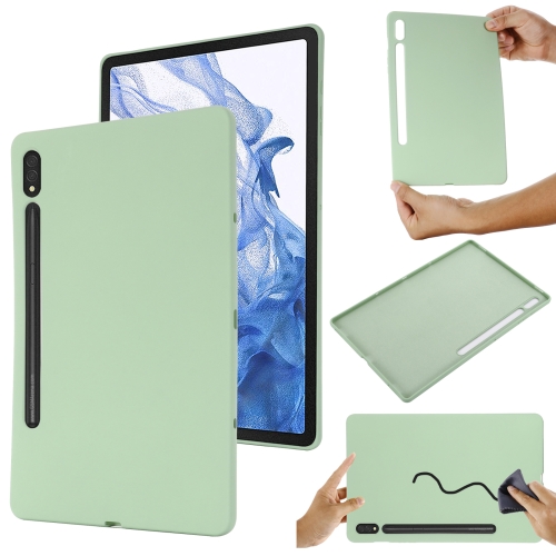 

For Samsung Galaxy Tab S9 Ultra Pure Color Liquid Silicone Shockproof Tablet Case(Green)